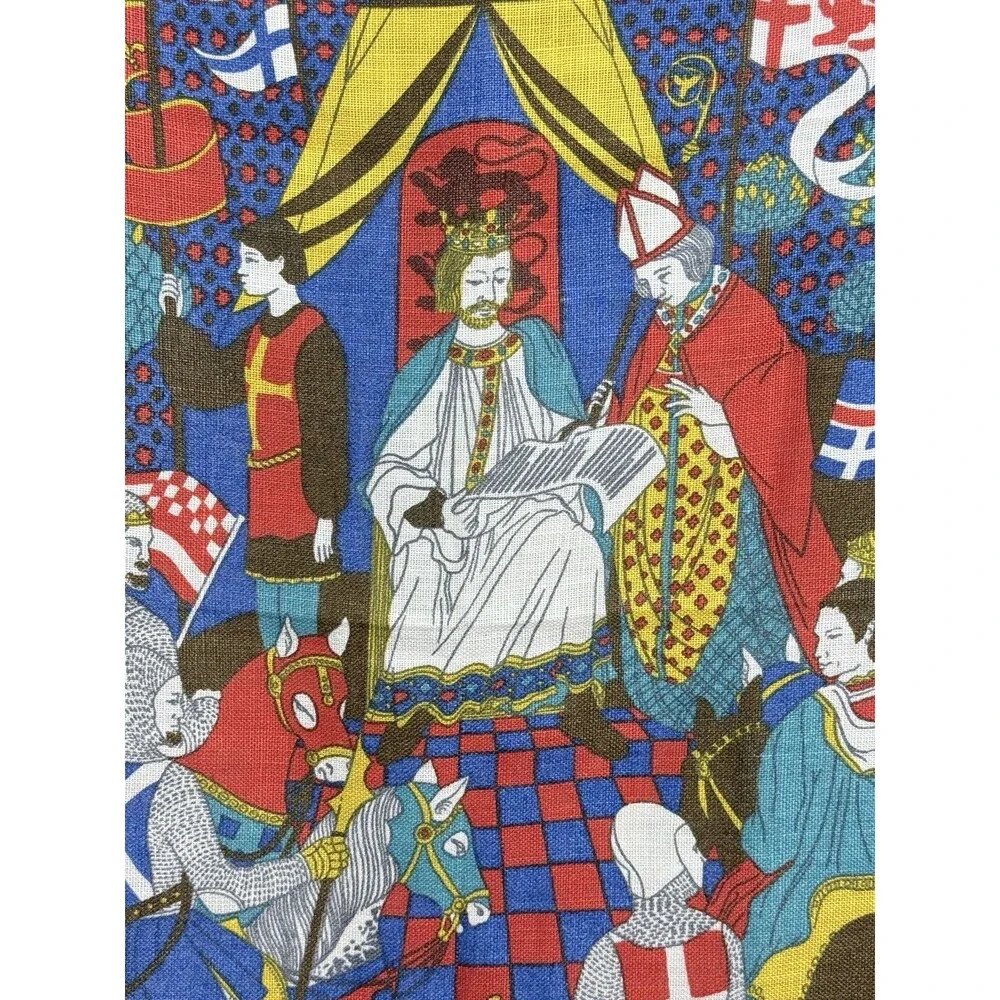Vintage National Trust Magna Carta Irish Linen Tea Towel Multicolor